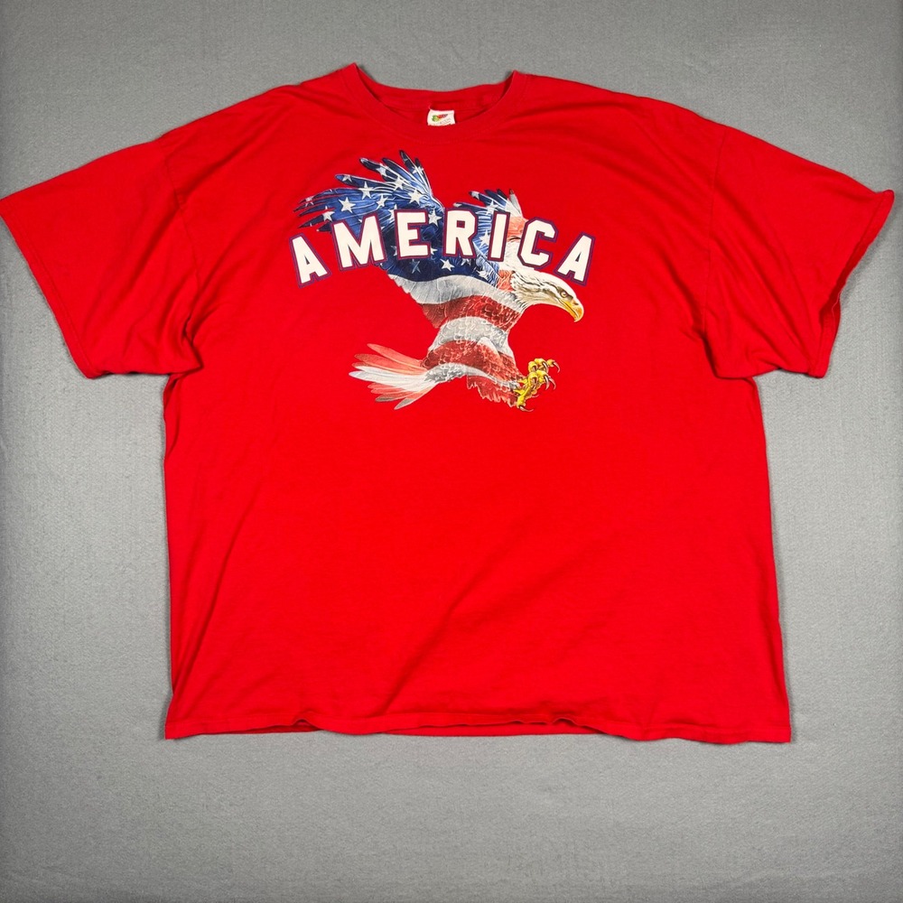 Fruit of the Loom America Eagle T Shirt Mens 3XL Red Cotton Patriotic USA Tee